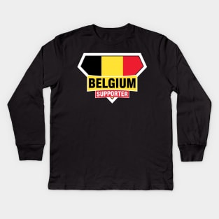 Belgium Super Flag Supporter Kids Long Sleeve T-Shirt